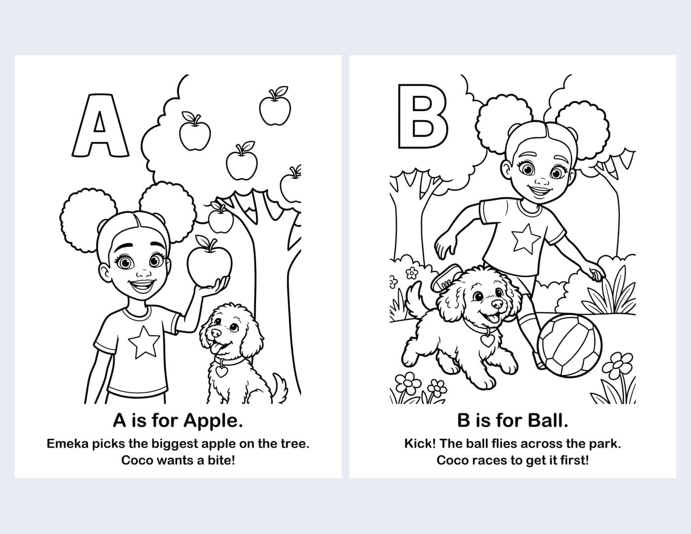Emeka's ABCs Coloring Book — sample page 1 of 4