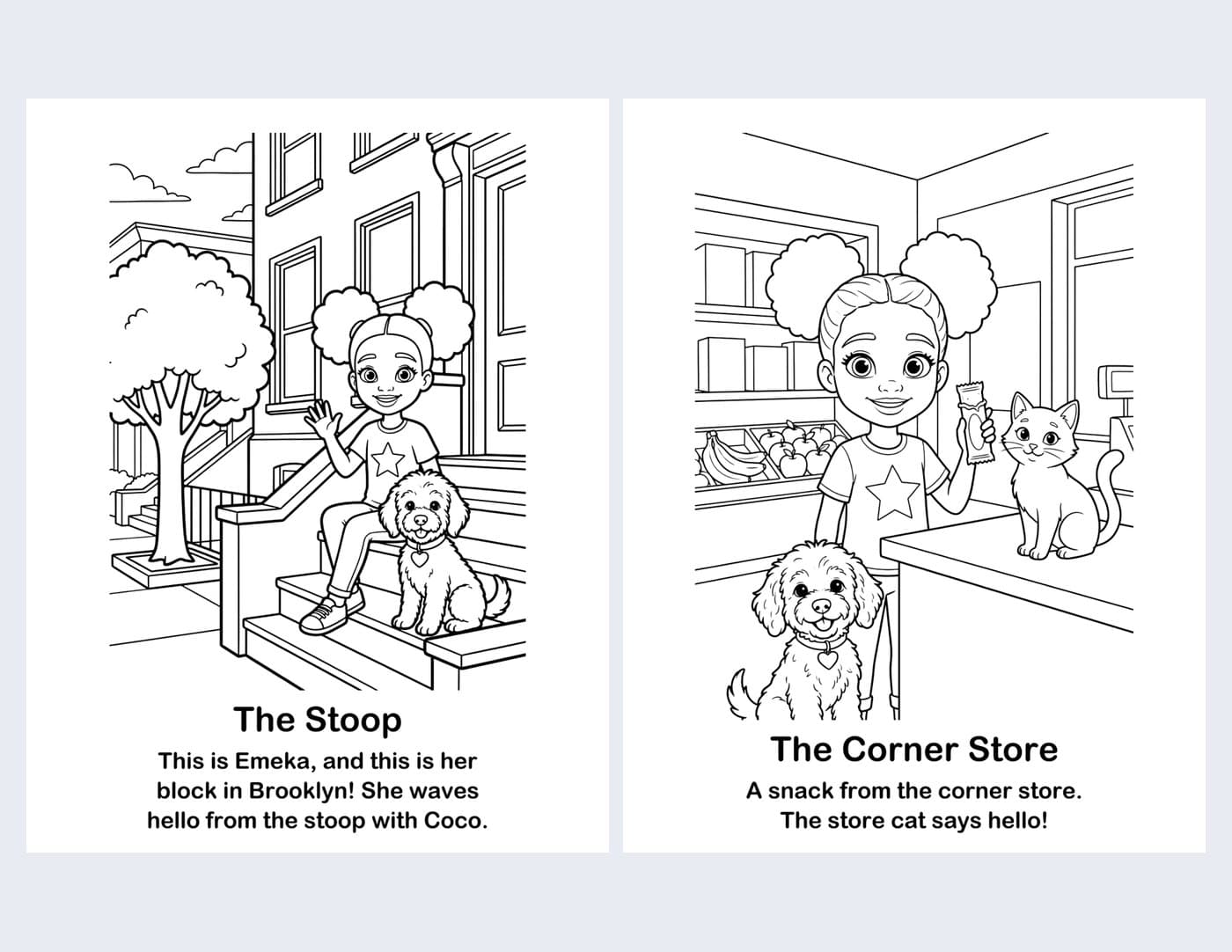 Emeka Explores the City Coloring Book — sample page 1 of 4